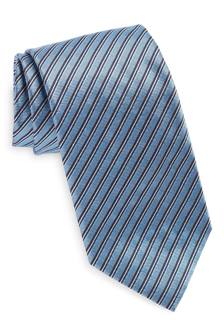 Brera Ivy Stripe Silk Tie, Main, color, BLUE