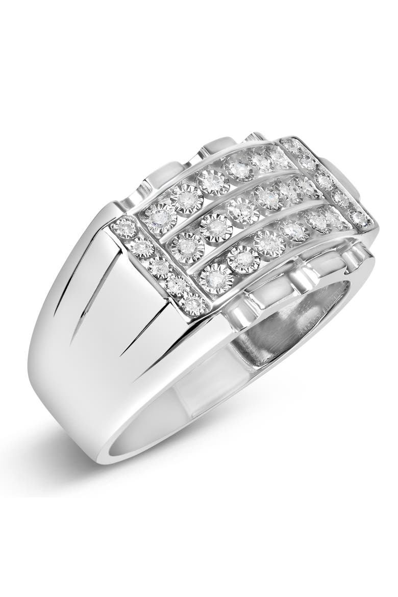 Men's Silver 1/4 Cttw Diamond Three Row Channel Band Ring, Alternate, color, Silver