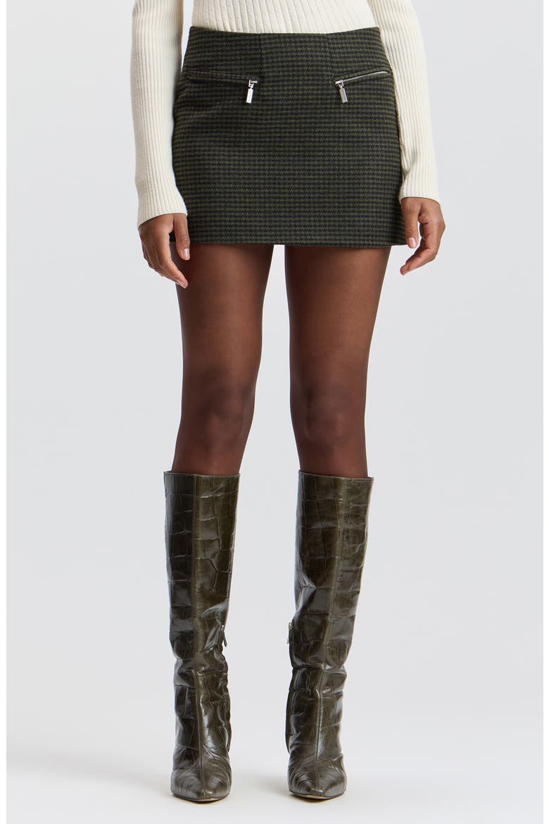 Houndstooth A-Line Miniskirt, Main, color, NAVY/GREEN HOUNDSTOOTH