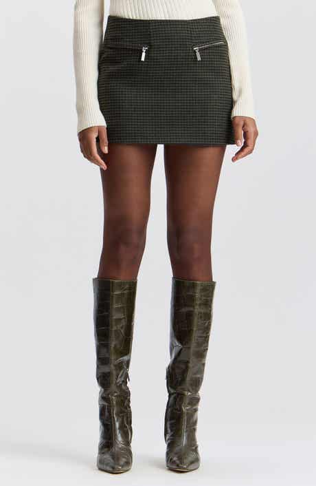 Houndstooth A-Line Miniskirt