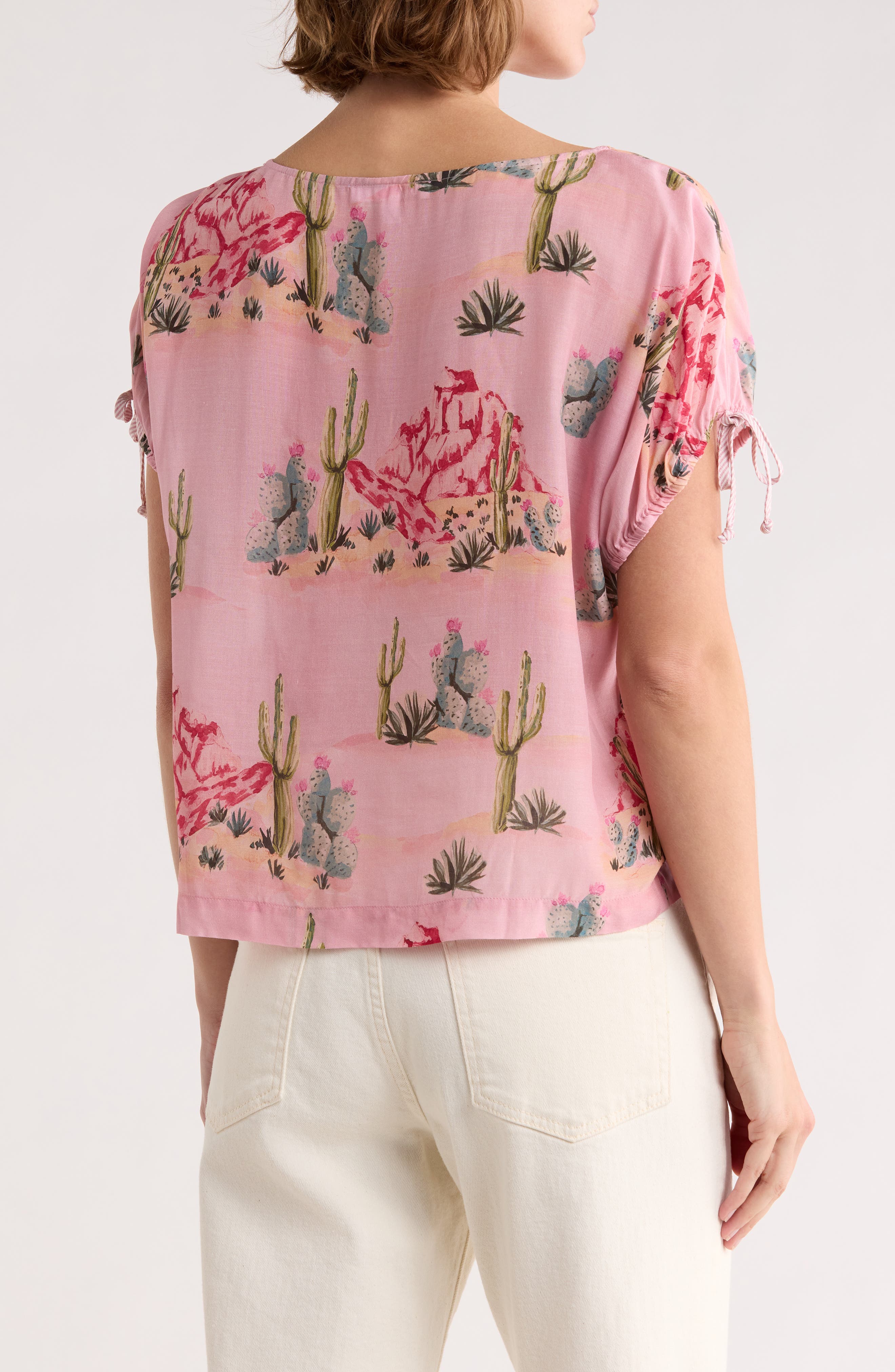 Cactus Print Drop Sleeve Top - image 2