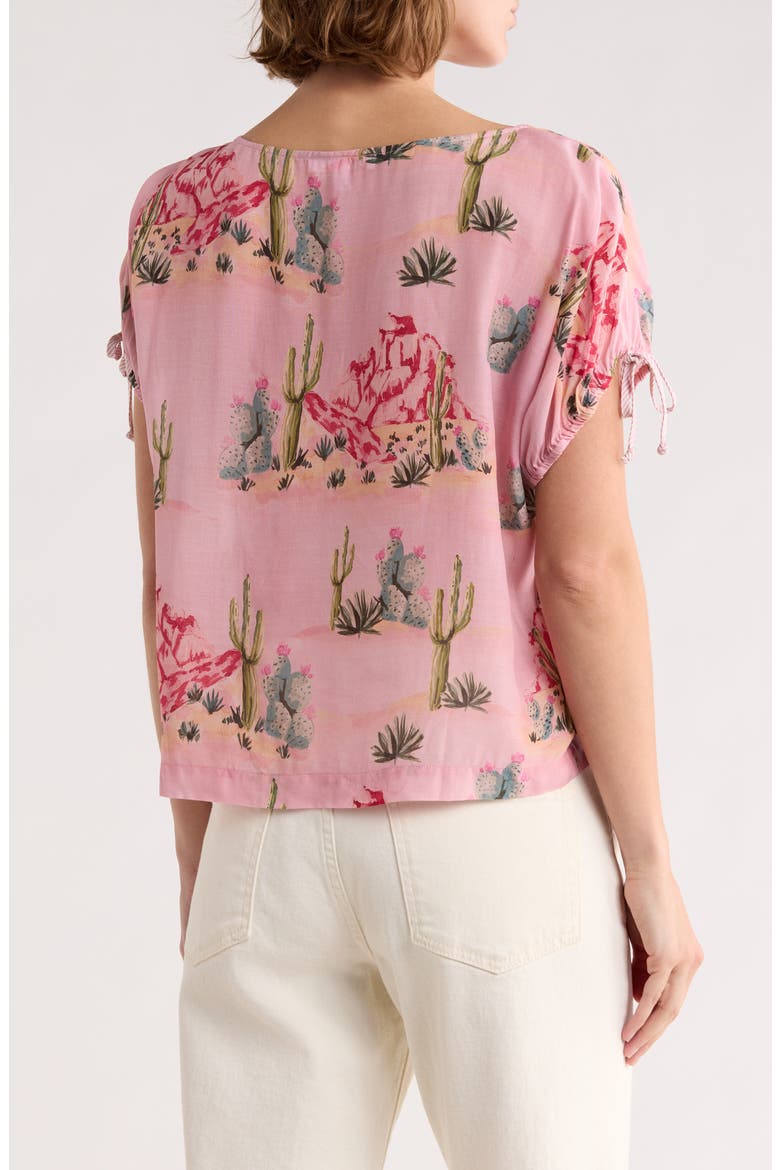 Cactus Print Drop Sleeve Top, Alternate, color, TERRACOTTA