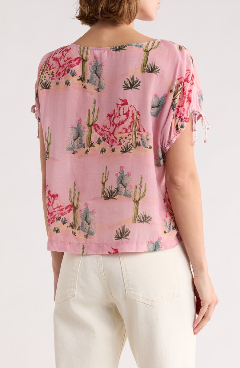 DR2 by Daniel Rainn Cactus Print Drop Sleeve Top, Alternate, color, Terracotta