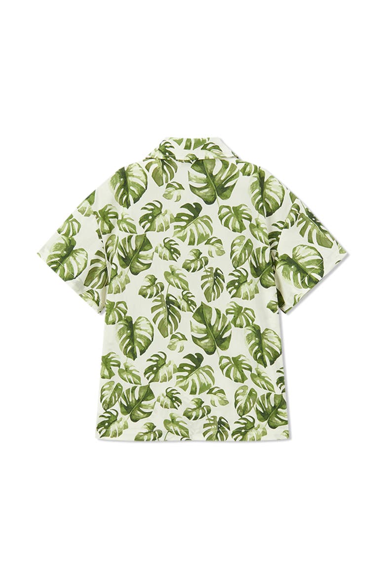 Collar Button-Up Shirt and Shorts Set, Alternate, color, Island Leaf