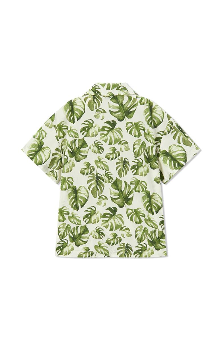 Milkbarn Collar Button-Up Shirt and Shorts Set, Alternate, color, Island Leaf
