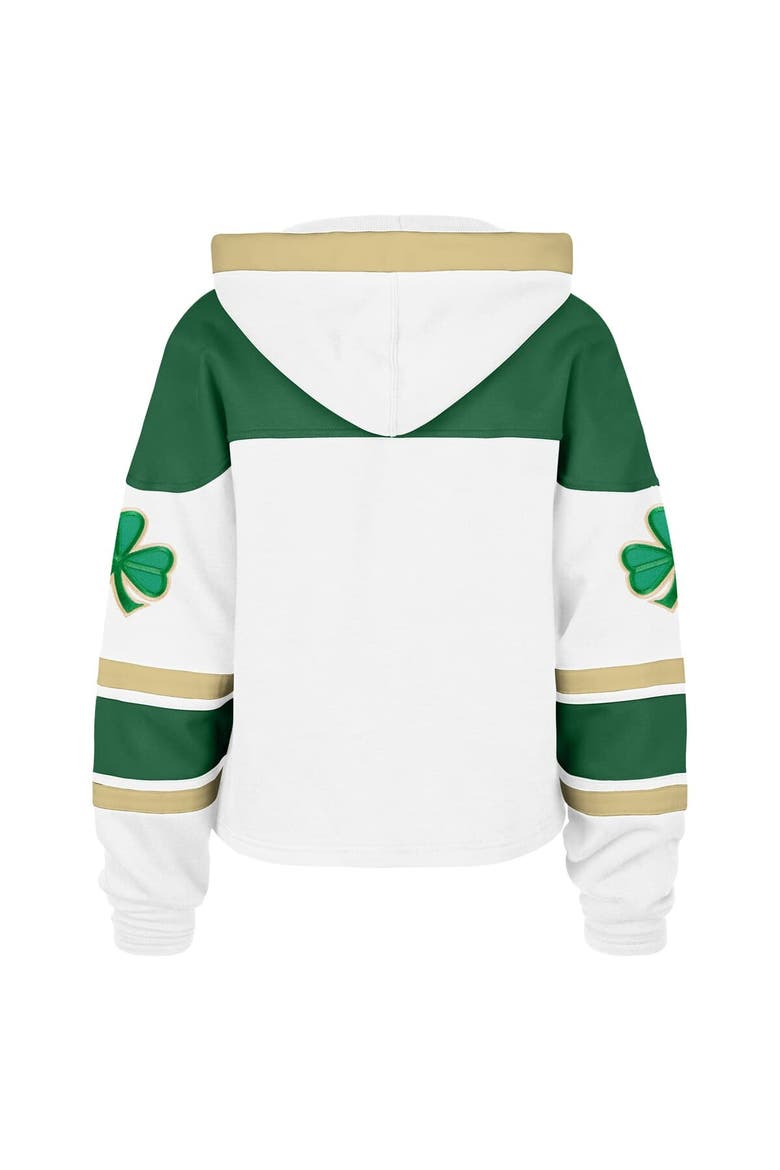 Women's '47  White Boston Bruins McLucky Cropped Lacer Hoodie, Alternate, color, White