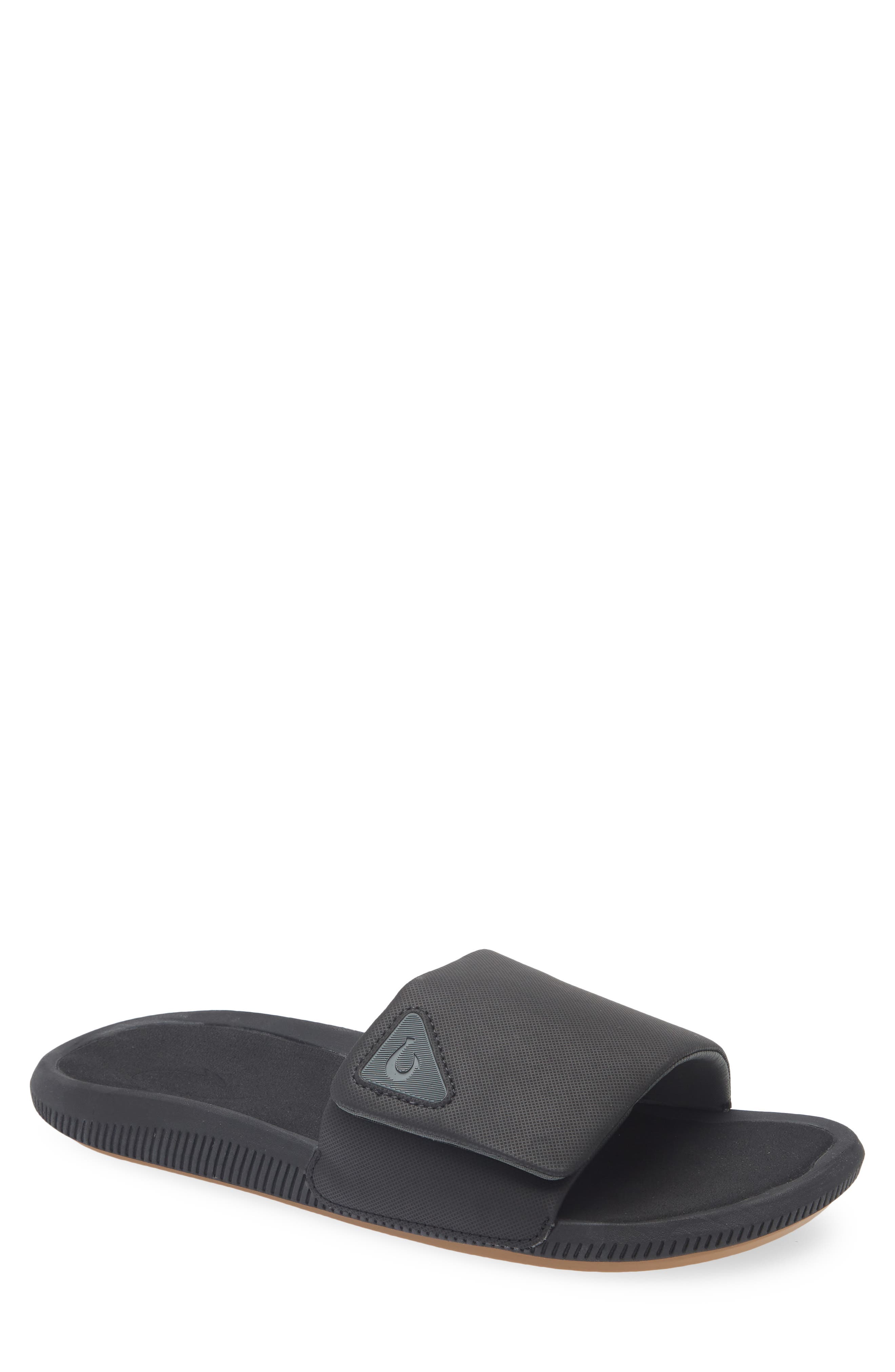 OluKai Ulele Water Resistant Slide Sandal, Main, color, Lava Rock / Lava Rock
