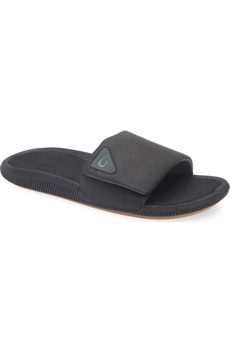 OluKai Ulele Water Resistant Slide Sandal, Main, color, Lava Rock / Lava Rock