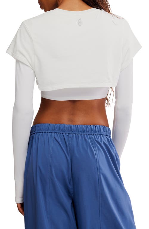 Free People Double Double Layer Crop Top In White