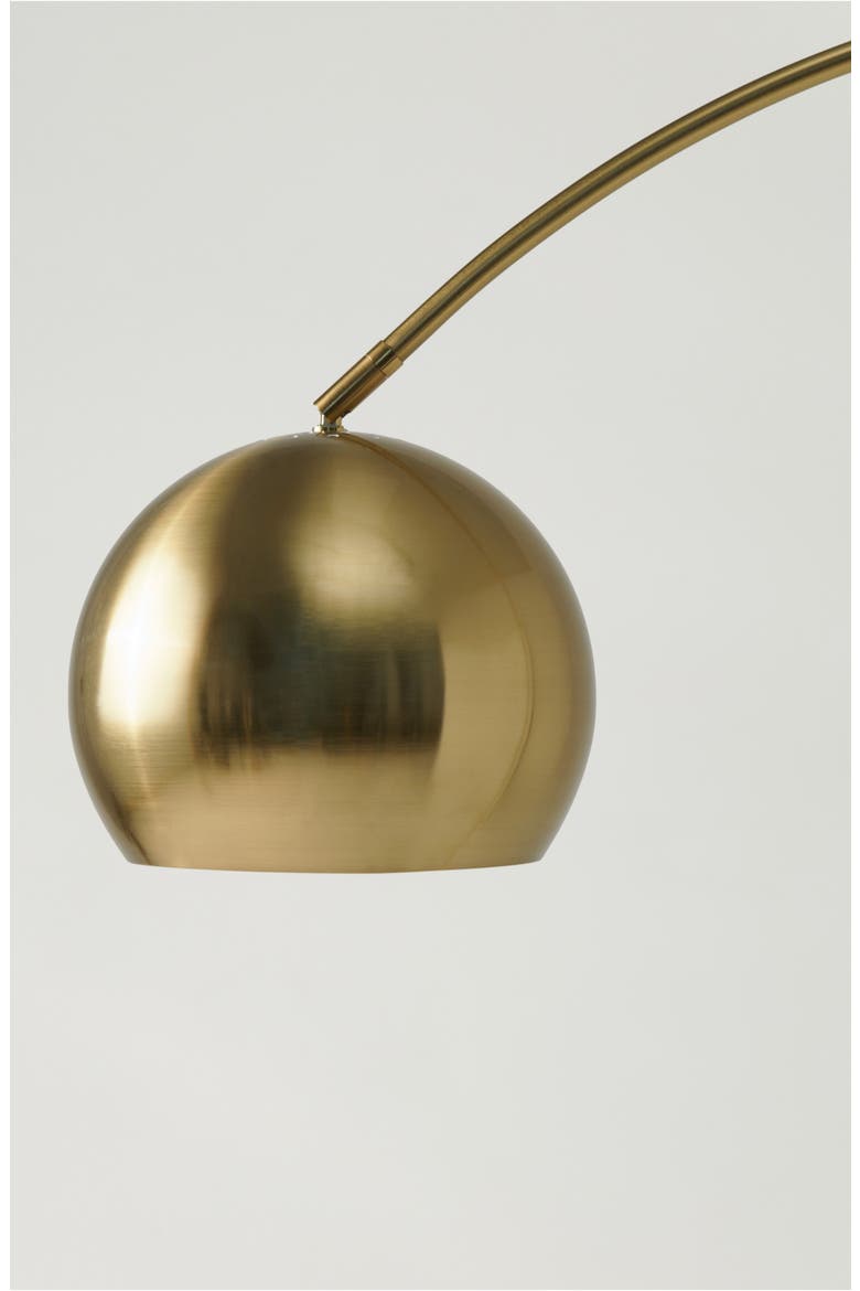 Olivia 75" Adjustable LED Floor Lamp with Metal Bowl Shade and Marble Base, Bulb Included, Alternate, color, BRASS