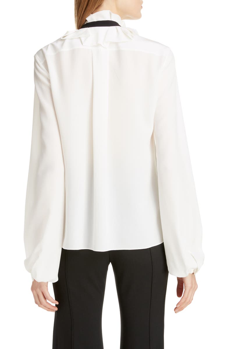 Chloé Ruffle Tie Neck Silk Blouse, Alternate, color, 