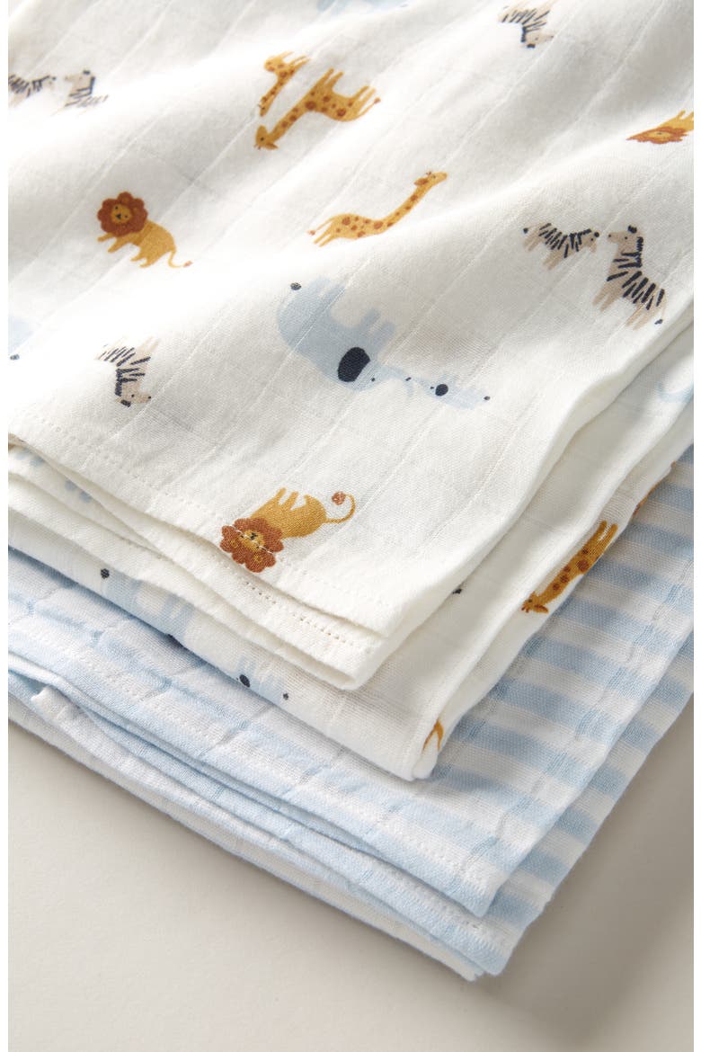 2-Pack Assorted Muslin Swaddles, Alternate, color, WHITE ZOO ANIMALS PACK