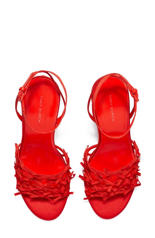 Tory Burch Mini Bow Espadrille Ankle Strap Wedge Sandal In Red