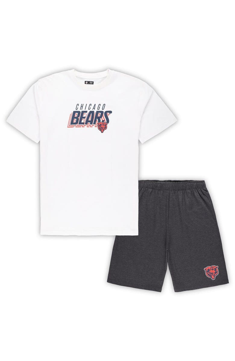 CONCEPTS SPORT Men's Concepts Sport White/Charcoal Chicago Bears Big & Tall T-Shirt and Shorts Set, Main, color, White