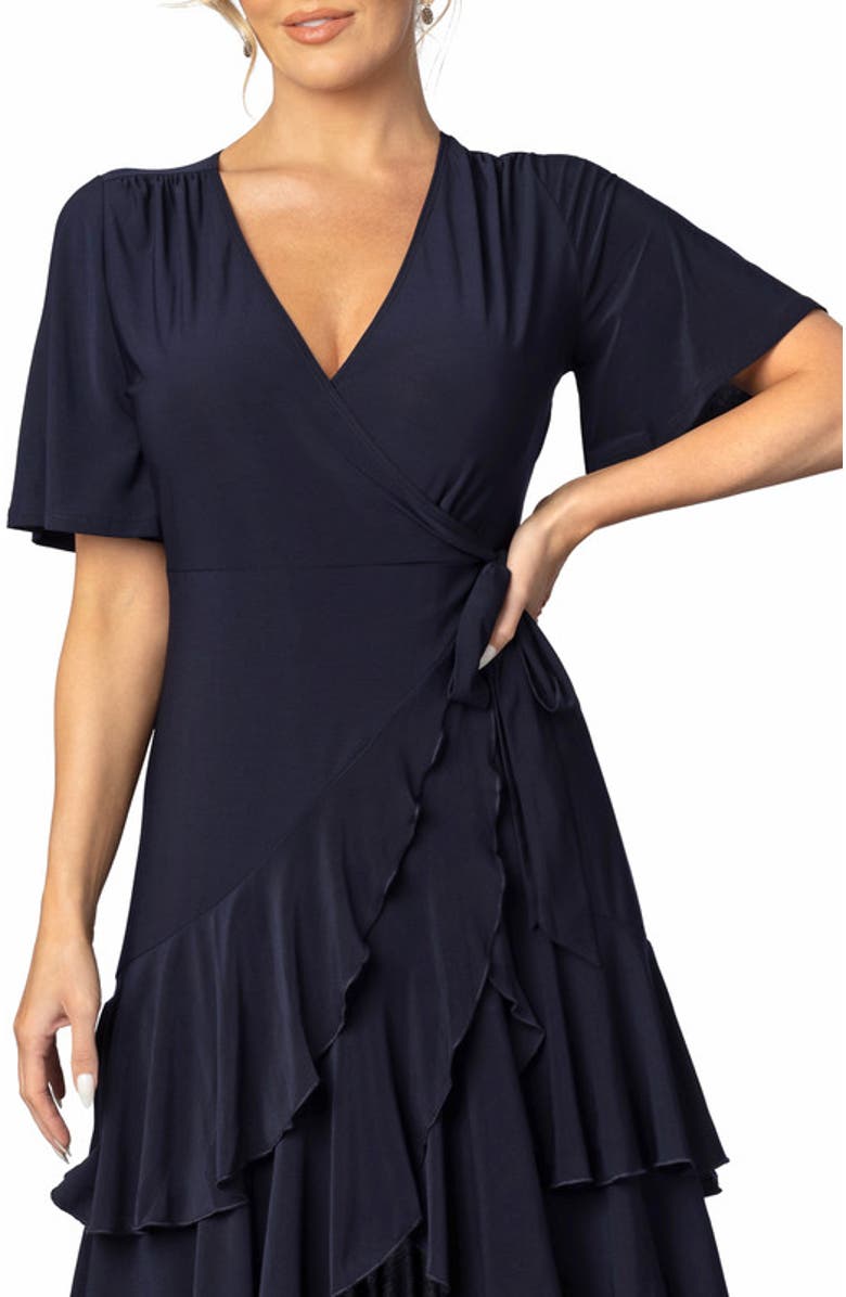 Kiyonna Miranda Midi Wrap Dress, Alternate, color, Nouveau Navy