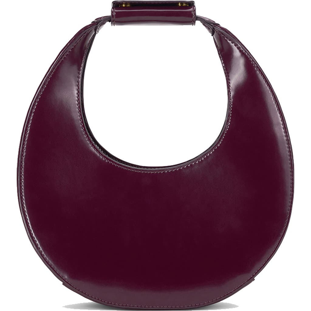 Staud Mini Moon Leather Top Handle Tote In Burgundy