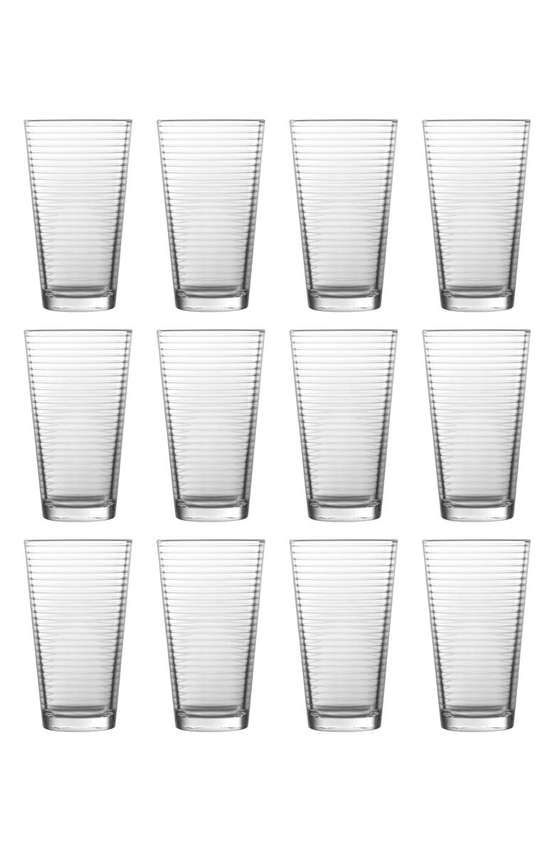 Fortessa Arcade Set of 12 Highball Glasses, Main, color, Clear