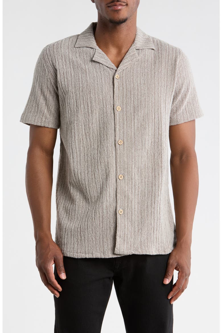 Textured Camp Shirt, Main, color, GREY