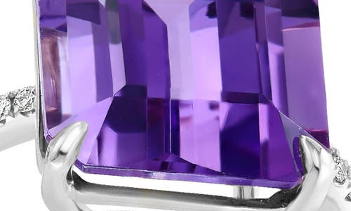 Effy Sterling Silver Emerald Cut Amethyst & White Sapphire Ring In 400