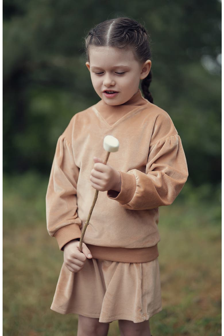 Kids' Velour Skirt, Alternate, color, TAUPE