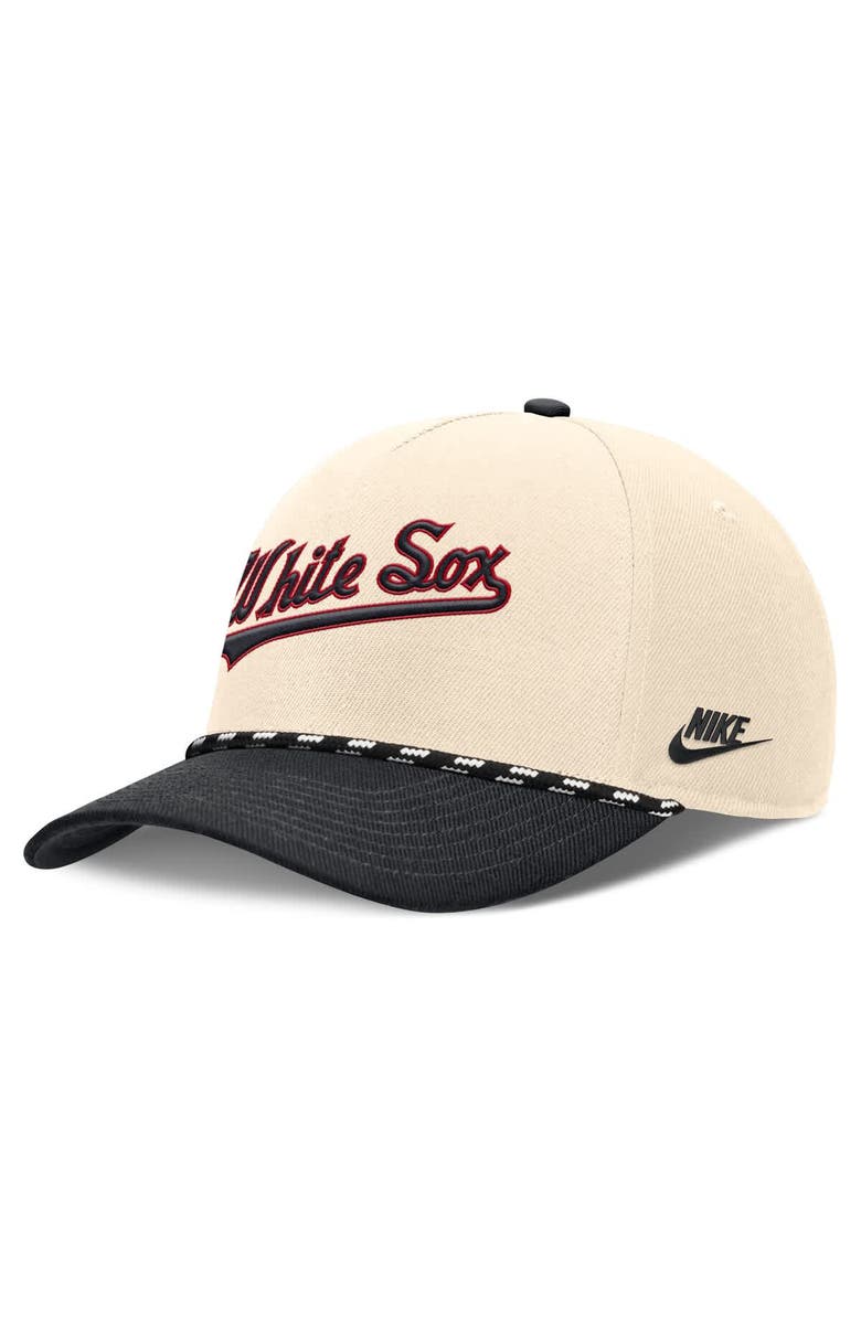 Nike Men's Nike Natural/Black Chicago White Sox Cooperstown Collection Rise Adjustable Hat, Main, color, Natural