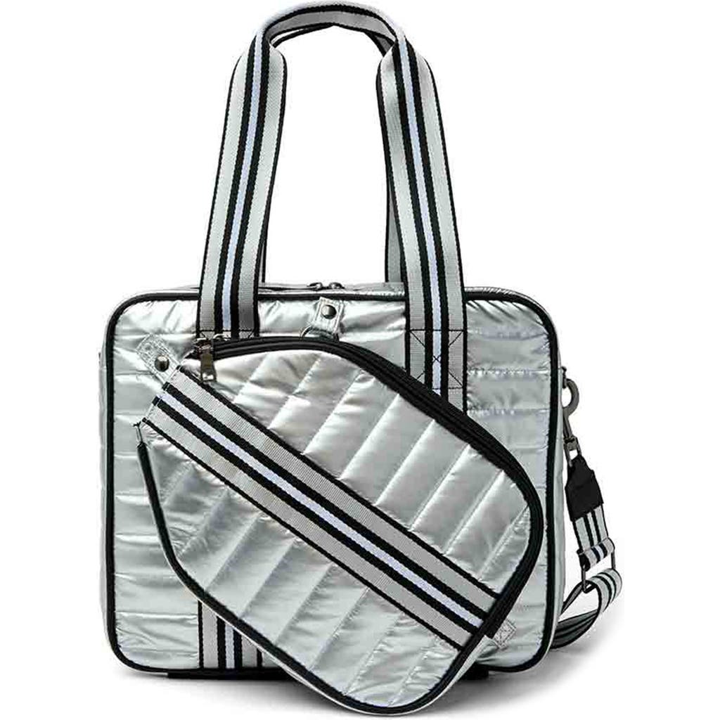 Think Royln Sporty Quilted Pickleball Bag In Pearl Silver
