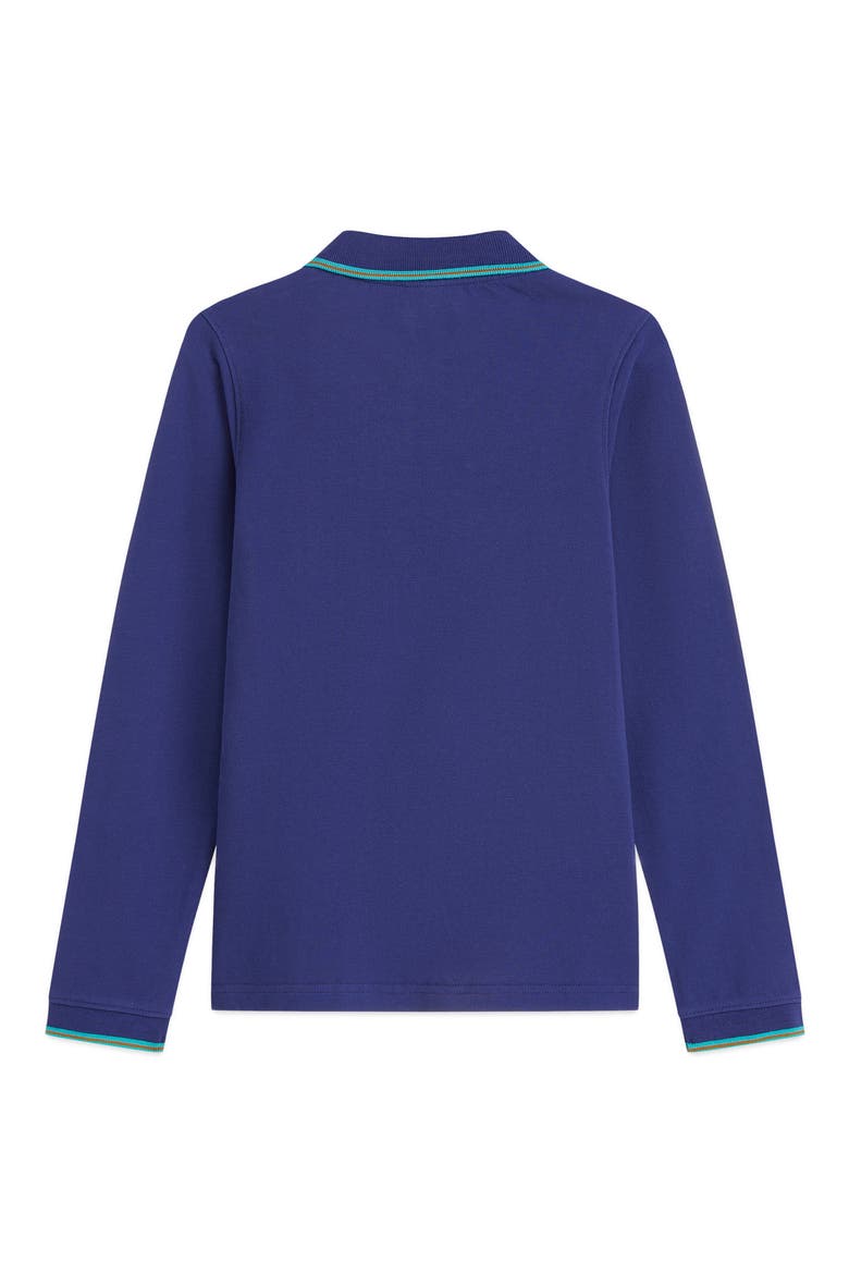 Kids' Regular Fit Tipped Embroidered Logo Long Sleeve Polo, Alternate, color, TWILIGHT BLUE