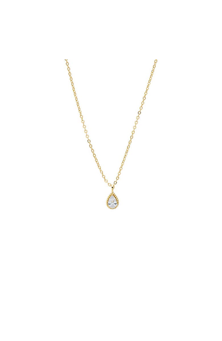 BY ADINA EDEN Pear CZ Bezel Drop Necklace, Main, color, Gold