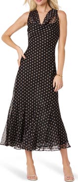 ASTR the Label Donabelle Polkadot Cowl Neck Midi Dress