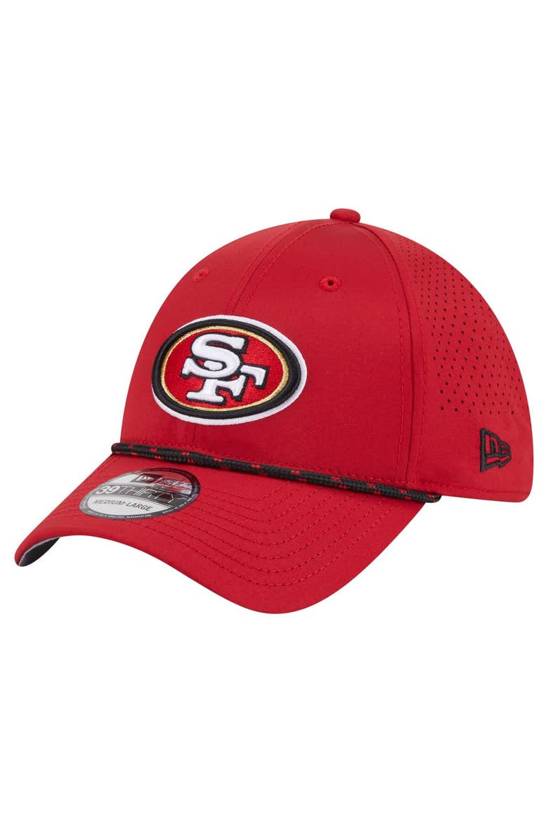 Men's New Era Scarlet San Francisco 49ers Perforated 39THIRTY Flex Hat, Main, color, Scarlet