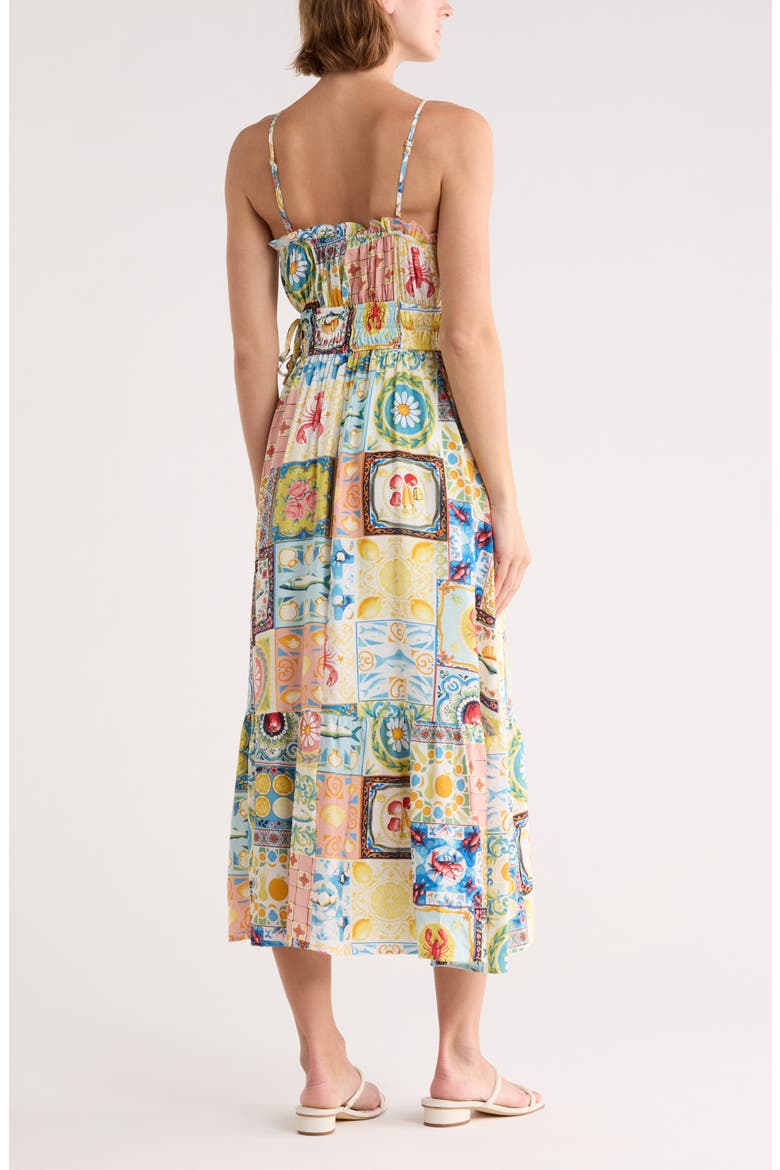 Mixed Tile Print Midi Dress, Alternate, color, BLUE MULTI