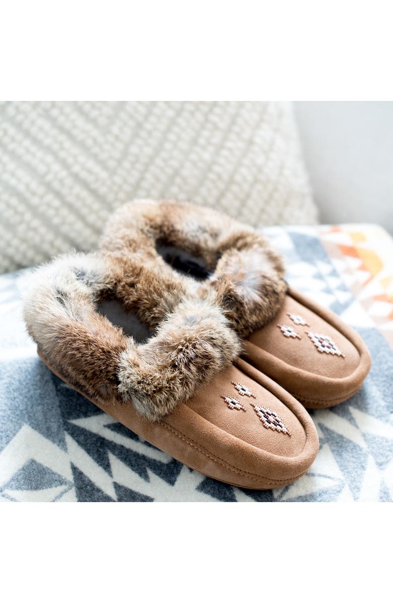 Manitobah Mukluks Genuine Shearling and Rabbit Fur Mukluk Slipper, Alternate, color,