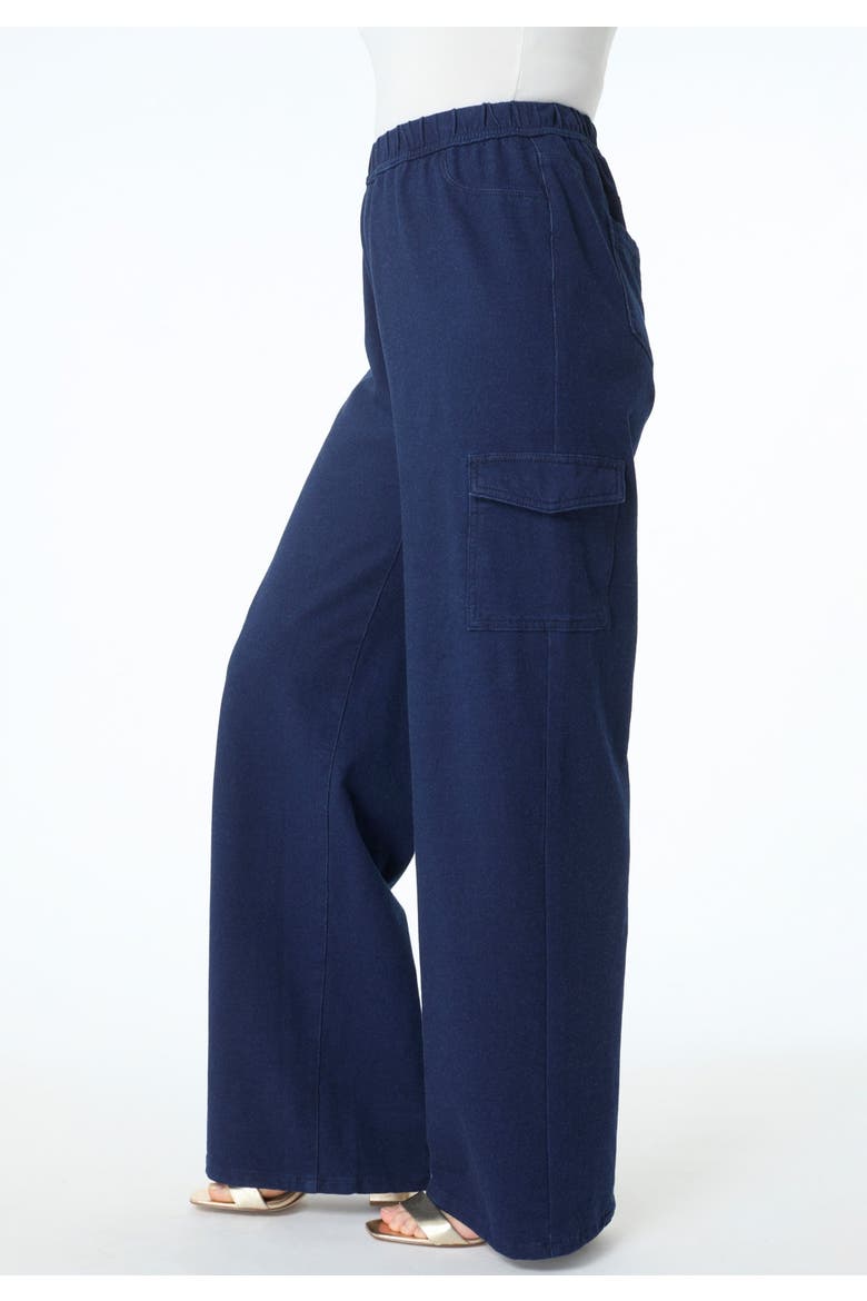 Wide Leg Cargo Knit Jean, Alternate, color, DARK WASH