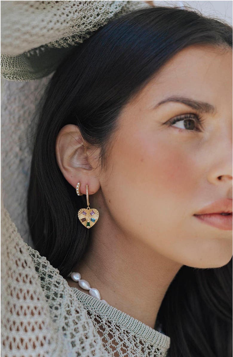 Untamed Petals Sacred Heart Hoops, Alternate, color, Gold