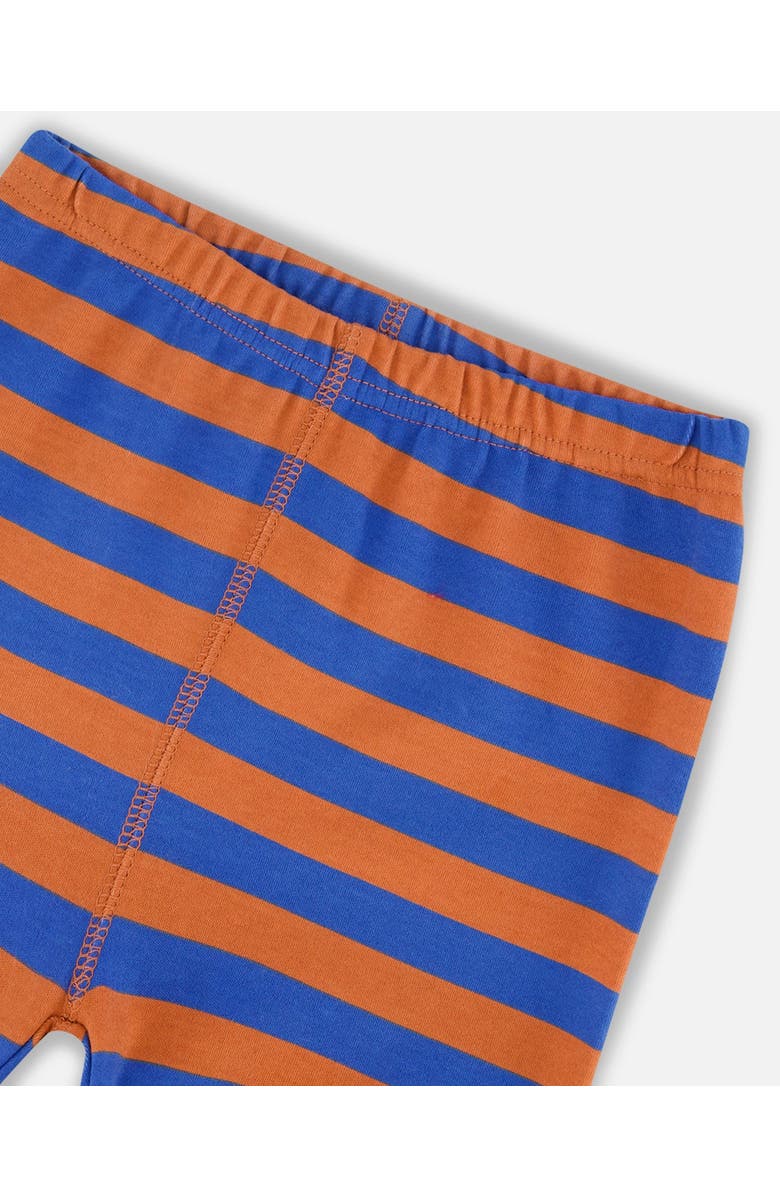 Deux par Deux Boy's Organic Cotton Two Piece Pajama Set Blue And Orange Stripe, Alternate, color, 