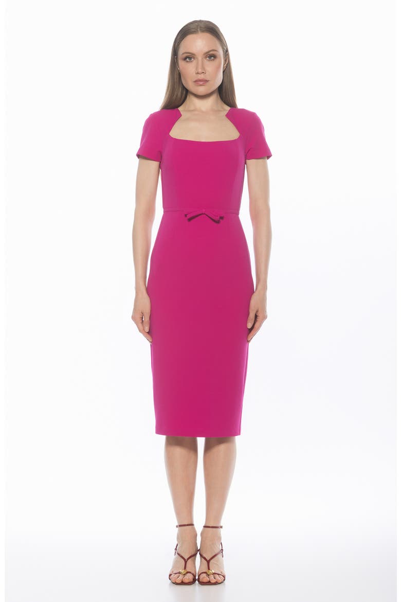 Alma Sheath Midi Dress, Alternate, color, MAGENTA