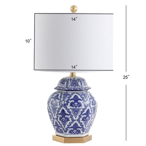 Jonathan Y Gretchen Ginger Jar Ceramic/metal Led Table Lamp In Blue/white