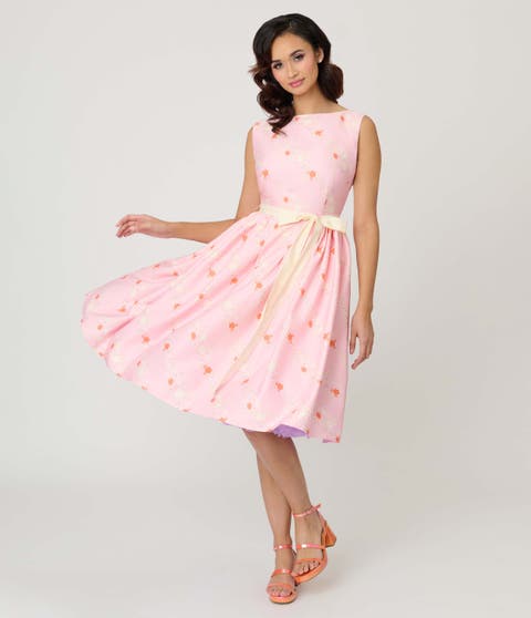 Sleeveless Belted Swing Dress