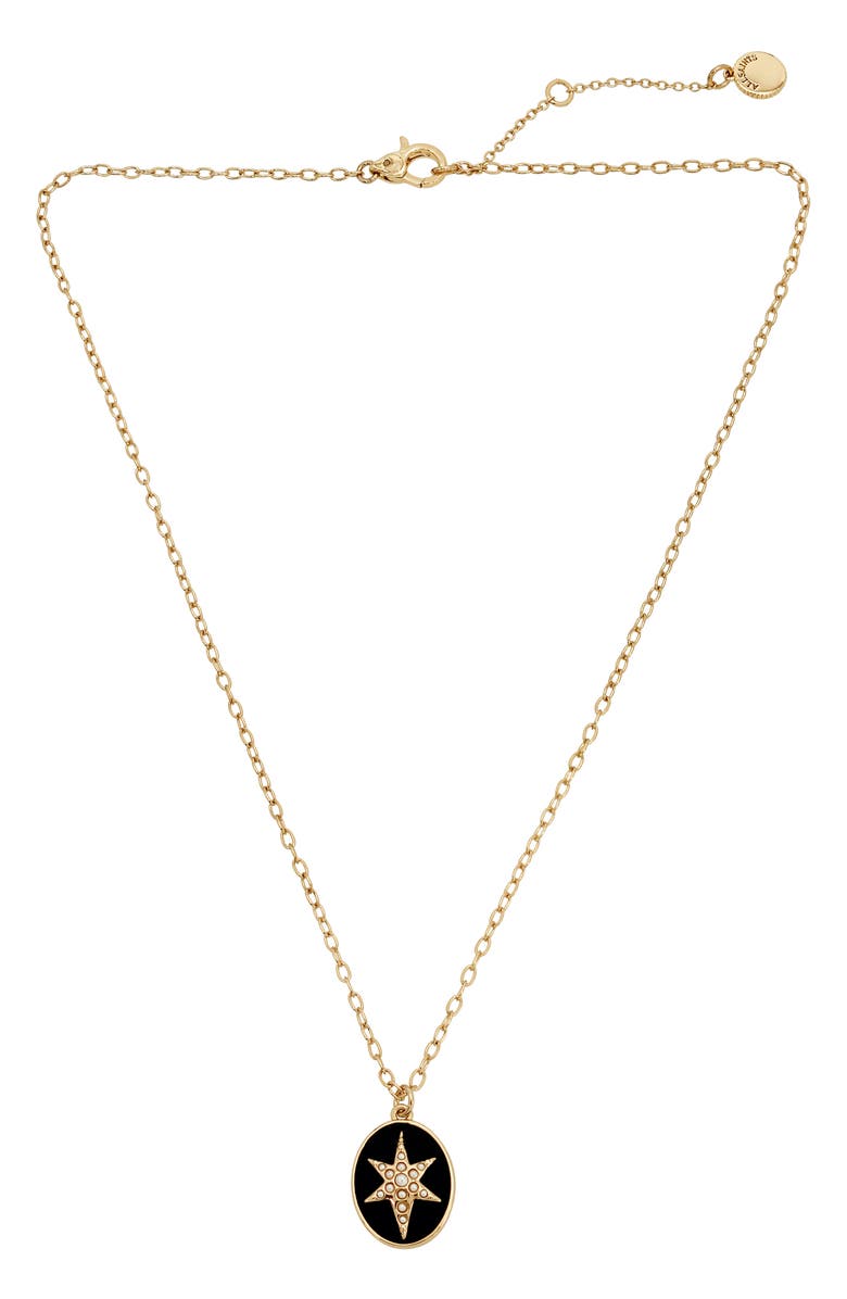 AllSaints Resin Faux Pearl Star Medallion Pendant Necklace, Main, color, Gold