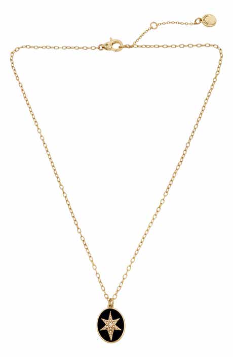 AllSaints Resin Faux Pearl Star Medallion Pendant Necklace