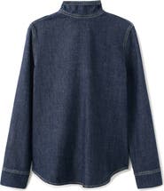 MANGO Tie Neck Denim Button-Up Shirt