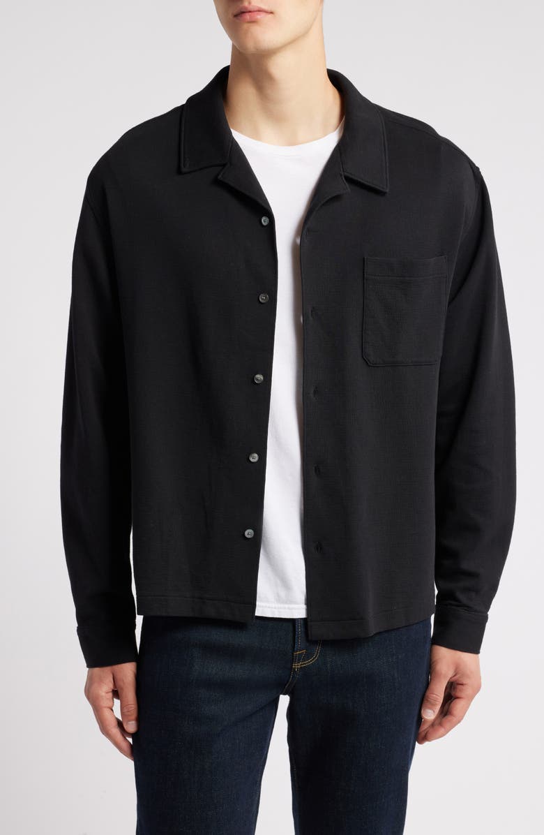 FRAME Long Sleeve Duo Fold Relaxed Shirt, Main, color, Black