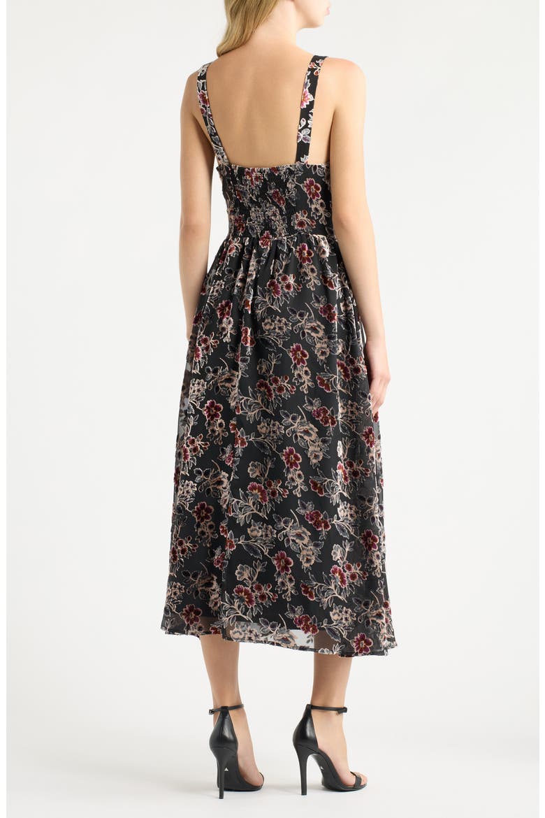 Rosalyn Corset Seam Velvet Midi Dress, Alternate, color, CHF CHF