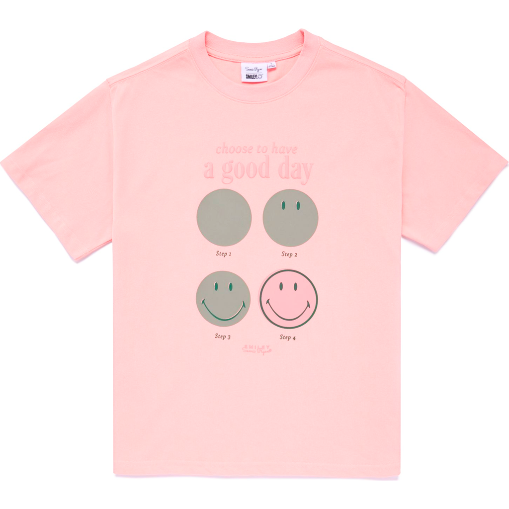 Samii Ryan Smiley Good Day Oversized Tee In Pink