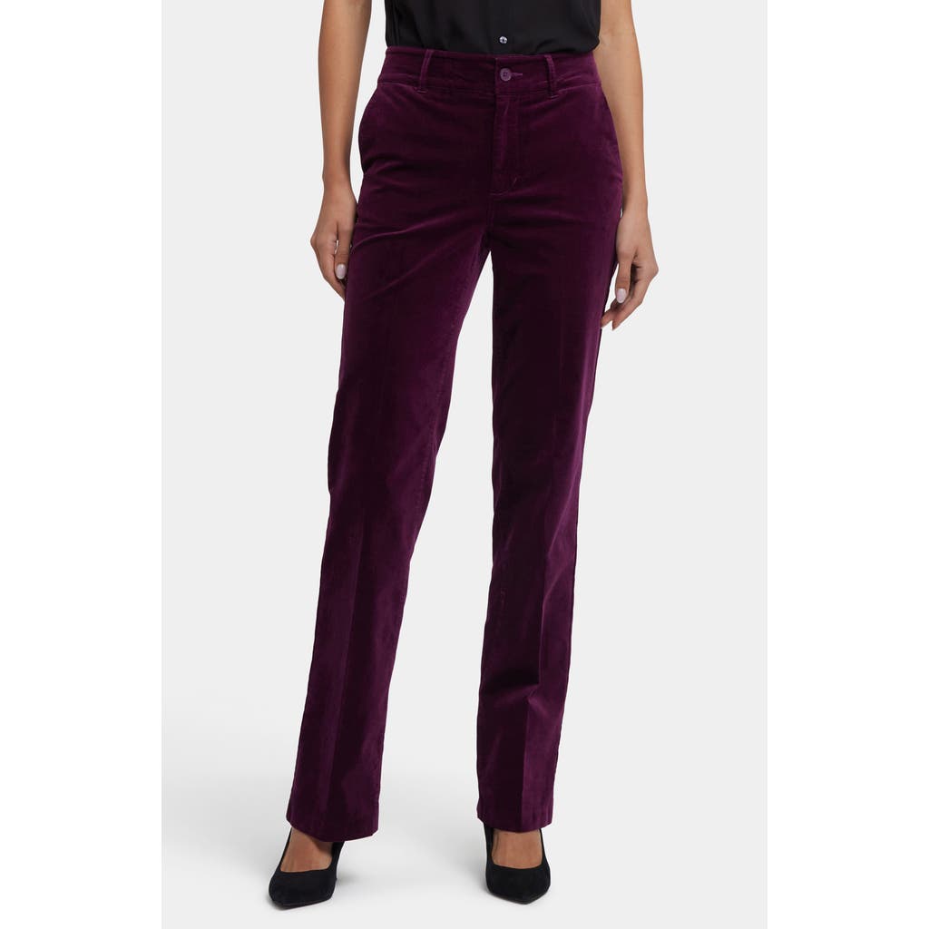 Nydj Straight Leg Velveteen Trouser Pants In Purple