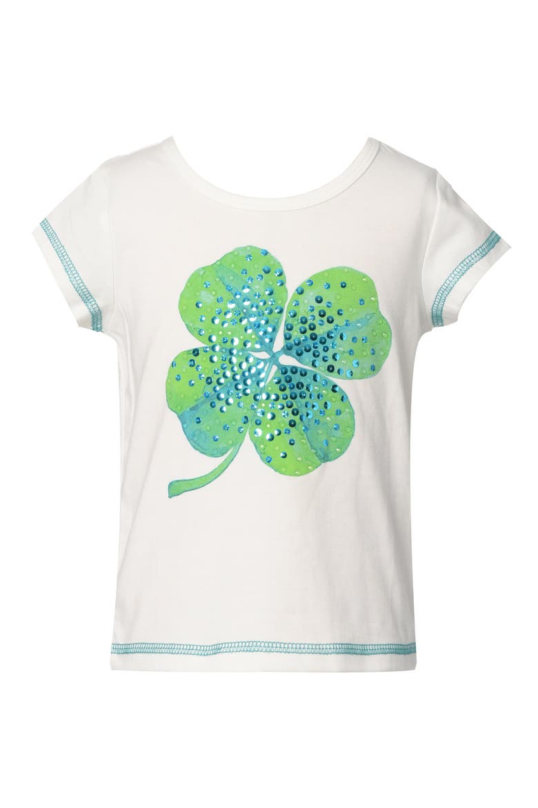 Kids' Embellished Four Leaf Clover Graphic Tee, Main, color, WHITE MULTI