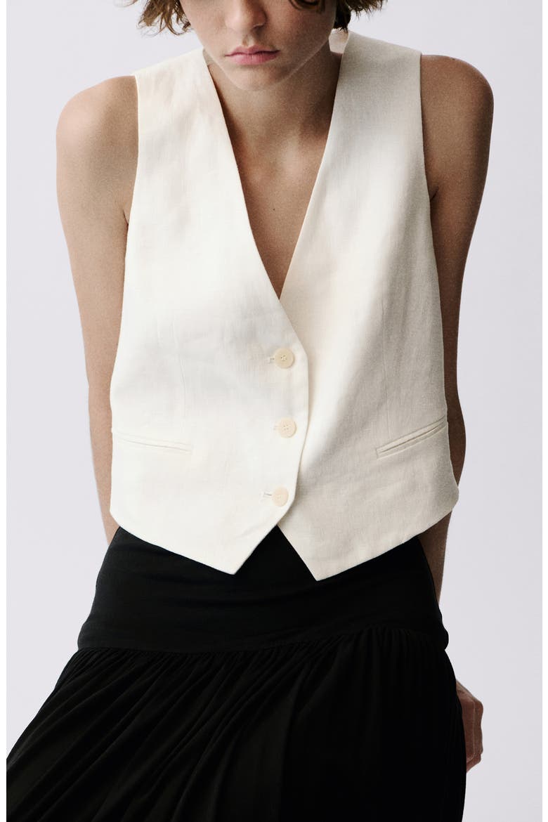 Linen Vest, Main, color, OFF WHITE
