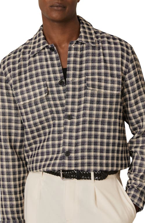 Reiss Navy/white Woven Check Twin Pocket Overshirt In Black