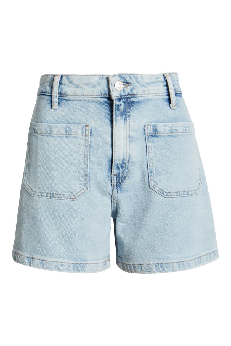 Erin Patch Pocket High Waist Denim Shorts, Alternate, color, BLEACHED 90S