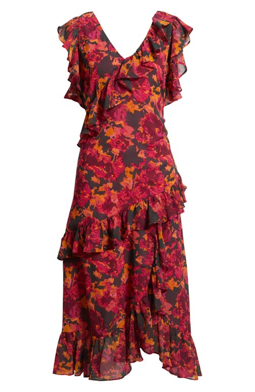 Chelsea28 Ruffle Tiered Chiffon Midi Dress In Multi